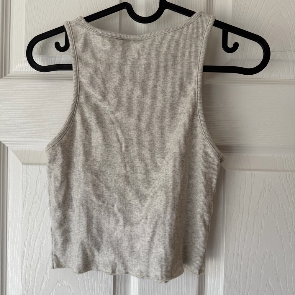 Khy Women’s Light Gray Cropped Ribbed Tank Top Large - Picture 2 of 3